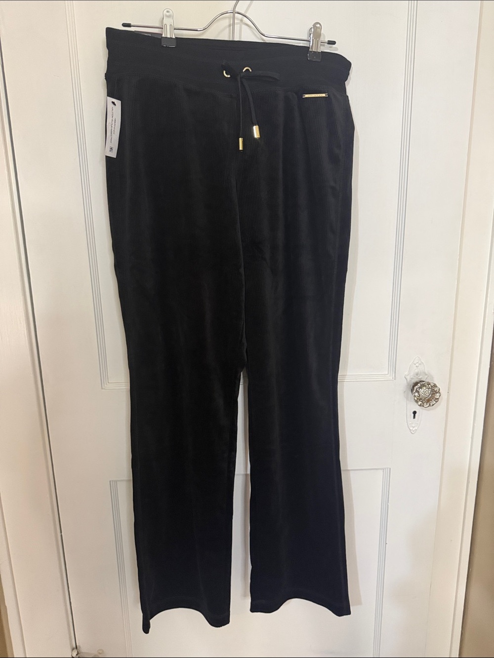 Halston Heritage Black Corduroy Jogger Pants with Gold Accents